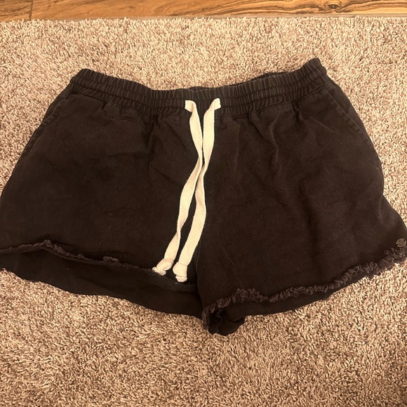 Volcom Black Athletic Shorts with White Drawstring - Picture 1 of 4